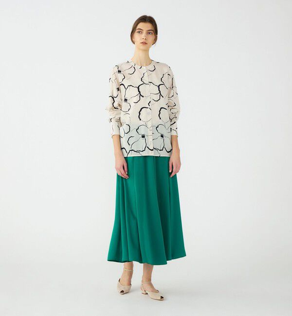 Ballsey「ドローイングフラワープリント サイドギャザーブラウス」|シャツ・ブラウス|