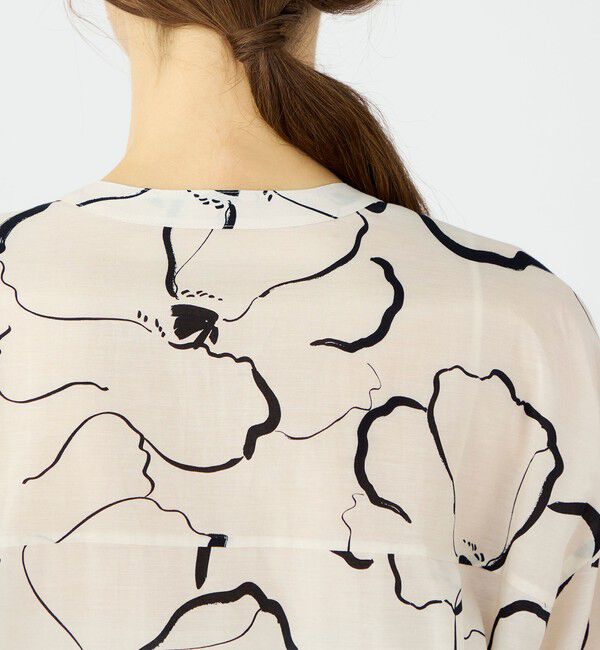 Ballsey「ドローイングフラワープリント サイドギャザーブラウス」|シャツ・ブラウス|