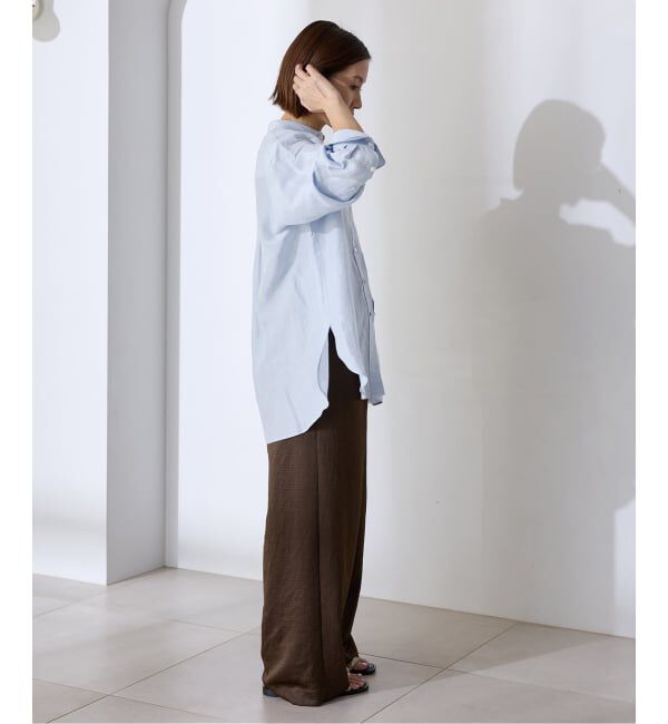 IENA「《一部カラーWEB限定》ラミーリヨセルバンドカラーシャツ」|シャツ・ブラウス|