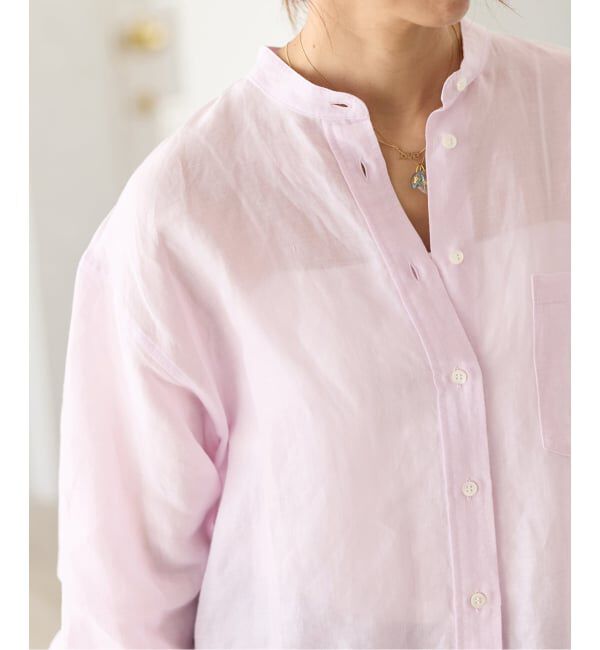 IENA「《一部カラーWEB限定》ラミーリヨセルバンドカラーシャツ」|シャツ・ブラウス|