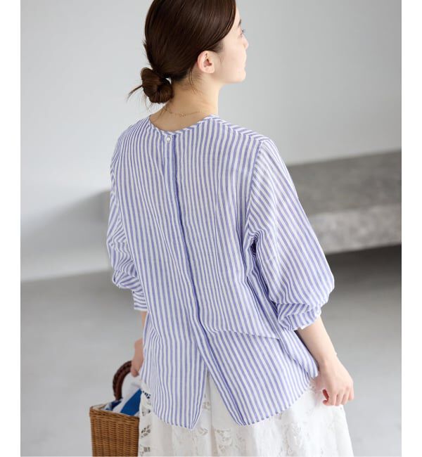 IENA「《新色/WEB限定/追加2》ラミーリヨセルノーカラーブラウス」|シャツ・ブラウス|サックスブルー B