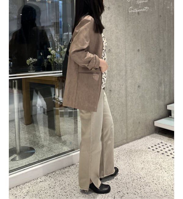 SLOBE IENA「メランジュヘリンボーンカラーレスジャケット」|ノーカラージャケット|