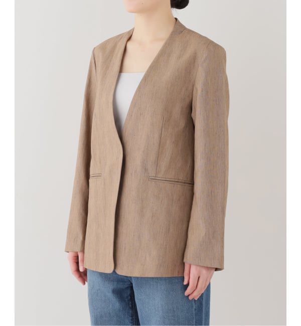 SLOBE IENA「メランジュヘリンボーンカラーレスジャケット」|ノーカラージャケット|