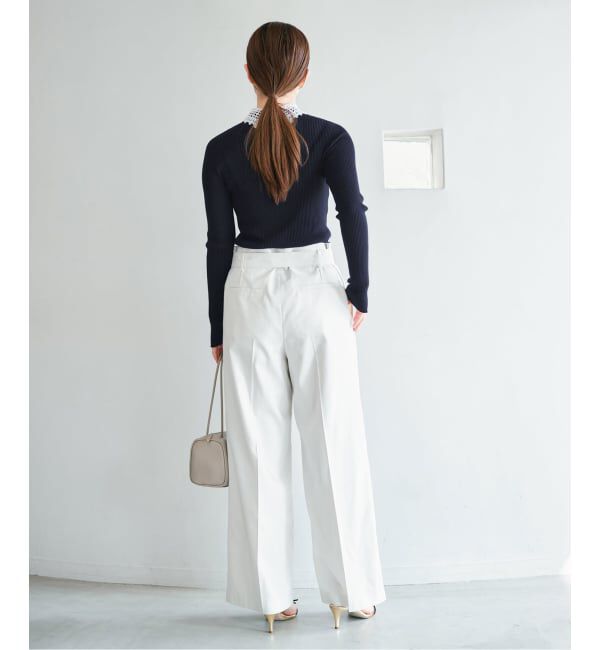 IENA「レース襟 RIBホールガーメントプルオーバー」|ニット・セーター|