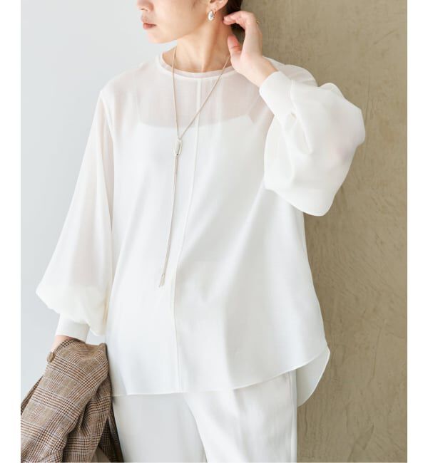 IENA「クルーネックシアーリブブラウス」|シャツ・ブラウス|