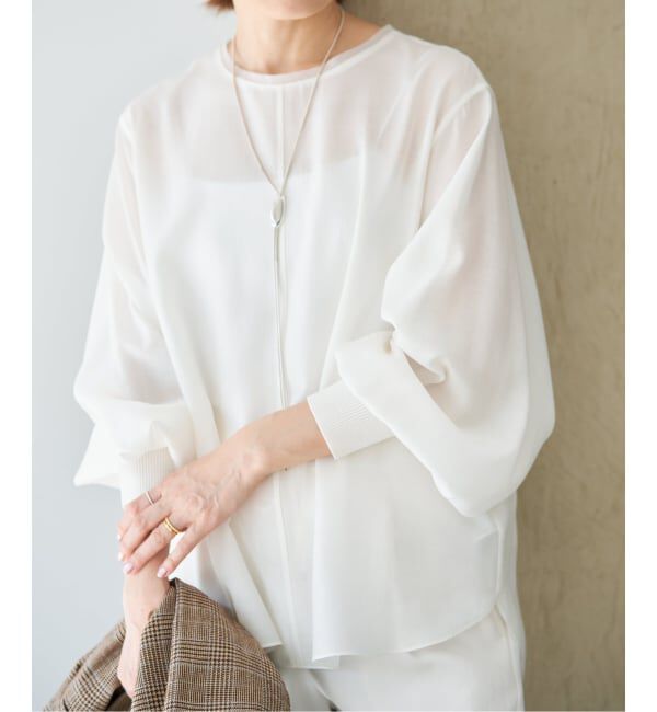 IENA「クルーネックシアーリブブラウス」|シャツ・ブラウス|