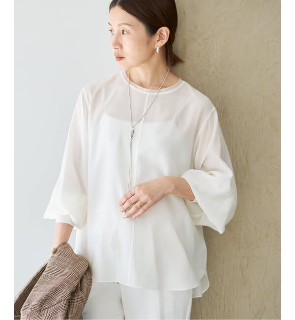 IENA「クルーネックシアーリブブラウス」|シャツ・ブラウス|