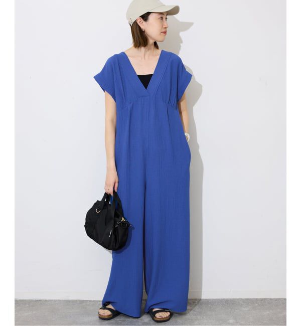 SLOBE IENA「《予約》シュリンクPEデザインオールインワン」|オールインワン|ブルー