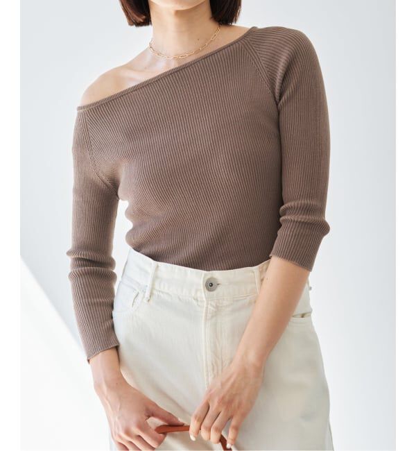 IENA「《予約》ウォッシャブル2WAYオフショルリブニット」|ニット・セーター|