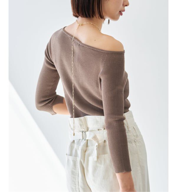 IENA「《予約》ウォッシャブル2WAYオフショルリブニット」|ニット・セーター|ベージュ A