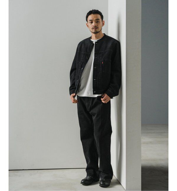 EDIFICE「《再入荷》Levi&rsquo;s(リーバイス) 別注 Type 1 Trucker Jacket BLACK "COLLARLESS"」|デニムジャケット|