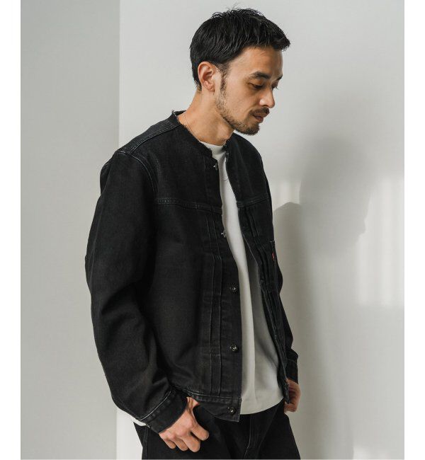 EDIFICE「《再入荷》Levi&rsquo;s(リーバイス) 別注 Type 1 Trucker Jacket BLACK "COLLARLESS"」|デニムジャケット|