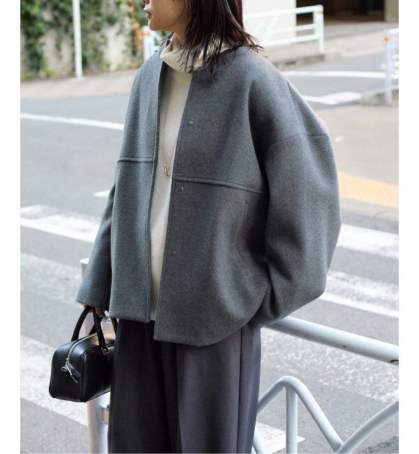 JOURNAL STANDARD「スーパー140ビーバーノーカラーショートコート」|ノーカラーコート|