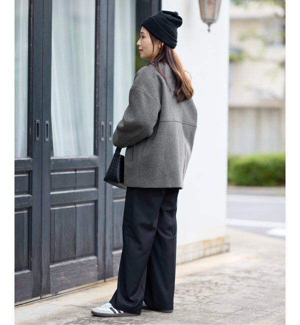 JOURNAL STANDARD「スーパー140ビーバーノーカラーショートコート」|ノーカラーコート|