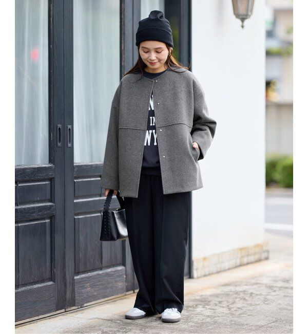 JOURNAL STANDARD「スーパー140ビーバーノーカラーショートコート」|ノーカラーコート|