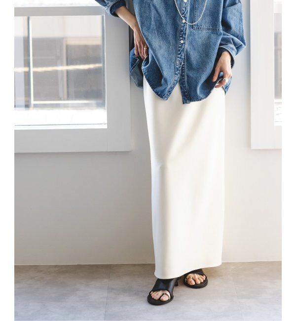 NOBLE「《追加》コンフォートジャージーライクタイトスカート」|スカート|ホワイト