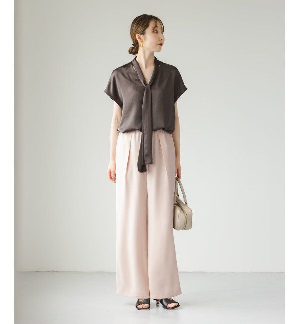 NOBLE「【洗える】ライトジョーゼットドレープパンツ」|スラックス|