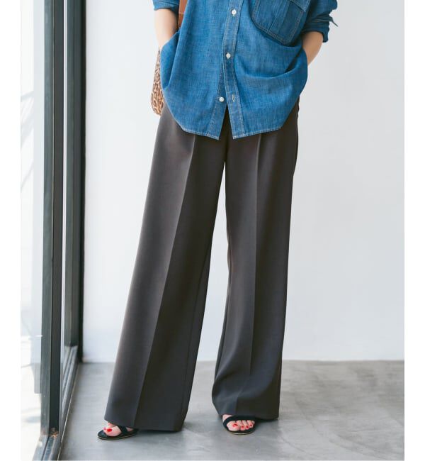 Spick and Span「《追加》ダブルクロスツータックパンツ」|スラックス|