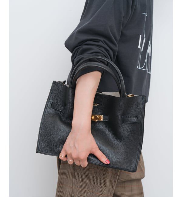 Spick and Span「《追加2》VIOLAd&rsquo;ORO / ヴィオラドーロ イタリアンWフェイスレザートートバッグM」|トートバッグ|ブラック