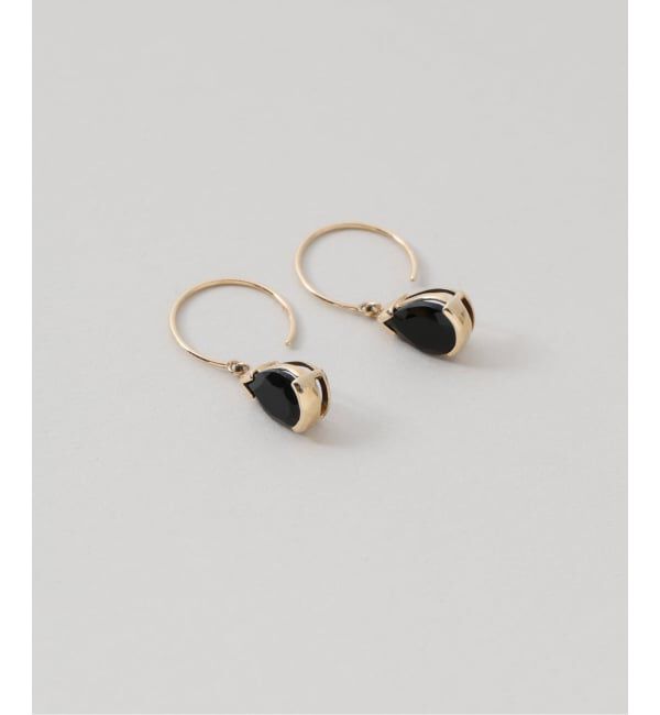 Lilas by Spick&Span「ペアシェイプオニキスフープピアス K10（両耳）」|ピアス|