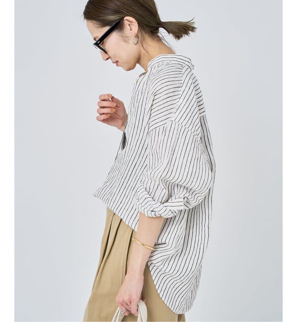 FRAMeWORK「≪追加≫フレンチリネンバンドカラーシャツ 2」|シャツ・ブラウス|