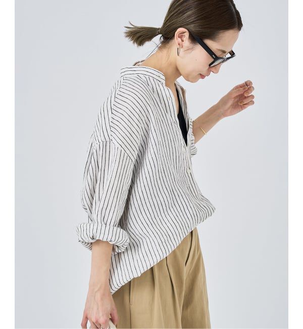 FRAMeWORK「≪追加≫フレンチリネンバンドカラーシャツ 2」|シャツ・ブラウス|