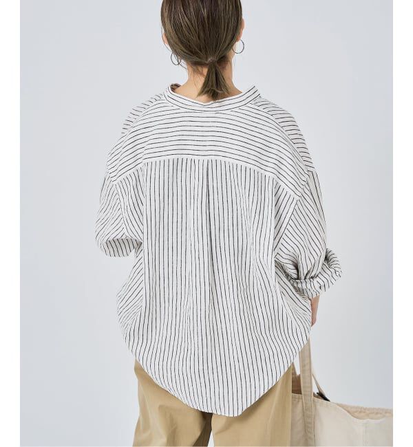 FRAMeWORK「≪追加≫フレンチリネンバンドカラーシャツ 2」|シャツ・ブラウス|