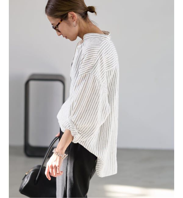 FRAMeWORK「≪追加≫フレンチリネンバンドカラーシャツ 2」|シャツ・ブラウス|