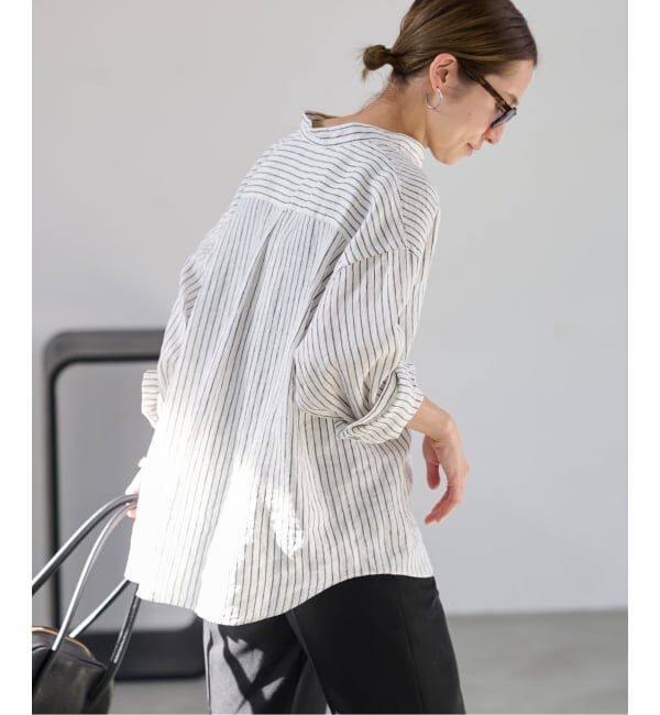 FRAMeWORK「≪追加≫フレンチリネンバンドカラーシャツ 2」|シャツ・ブラウス|