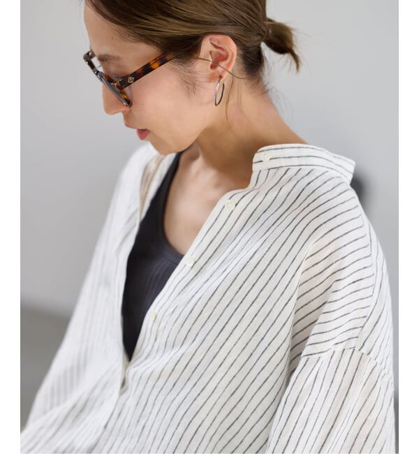 FRAMeWORK「≪追加≫フレンチリネンバンドカラーシャツ 2」|シャツ・ブラウス|