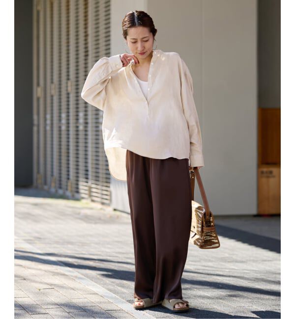 FRAMeWORK「≪追加≫フレンチリネンバンドカラーシャツ 2」|シャツ・ブラウス|