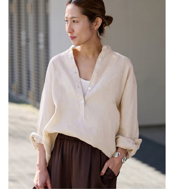 FRAMeWORK「≪追加≫フレンチリネンバンドカラーシャツ 2」|シャツ・ブラウス|