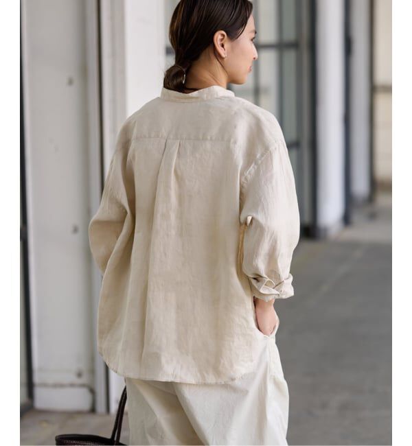 FRAMeWORK「≪追加≫フレンチリネンバンドカラーシャツ 2」|シャツ・ブラウス|