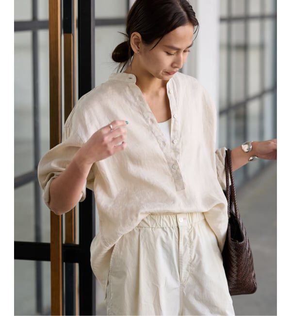 FRAMeWORK「≪追加≫フレンチリネンバンドカラーシャツ 2」|シャツ・ブラウス|