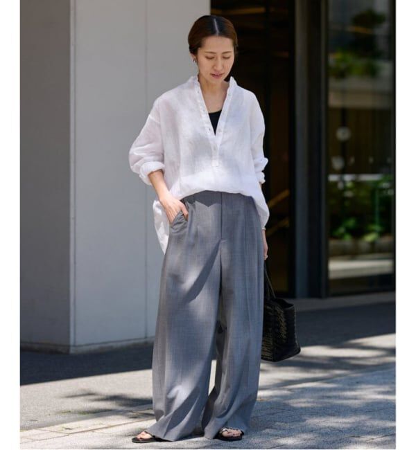 FRAMeWORK「≪追加≫フレンチリネンバンドカラーシャツ 2」|シャツ・ブラウス|