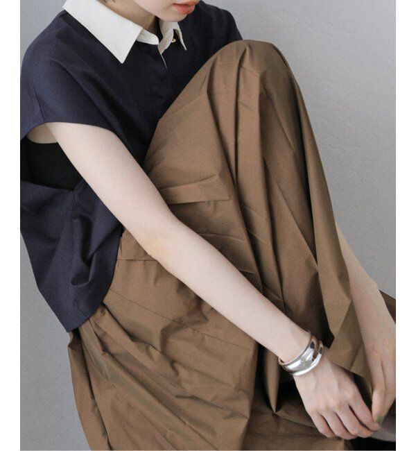  「【洗える】タフタプリーツスカート」|スカート|キャメル