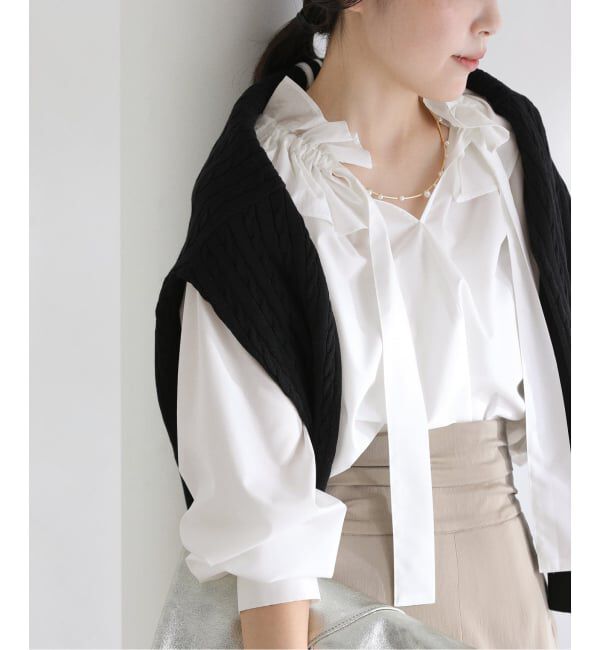  「【洗える】フリルカラーブラウス」|シャツ・ブラウス|