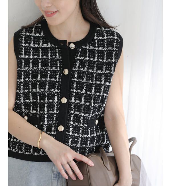  「【洗える】TORRAZZO DONNA/トラッゾドンナ ツィードコットンベスト」|ベスト・ジレ|ブラック