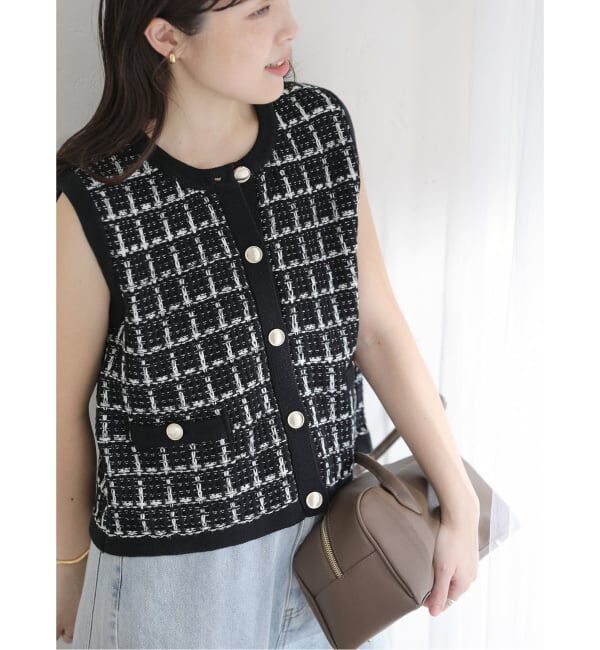  「【洗える】TORRAZZO DONNA/トラッゾドンナ ツィードコットンベスト」|ベスト・ジレ|
