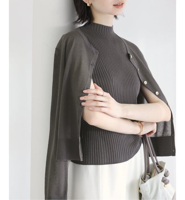  「【洗える】シアーカーデアンサンブル」|ニット・セーター|グレー