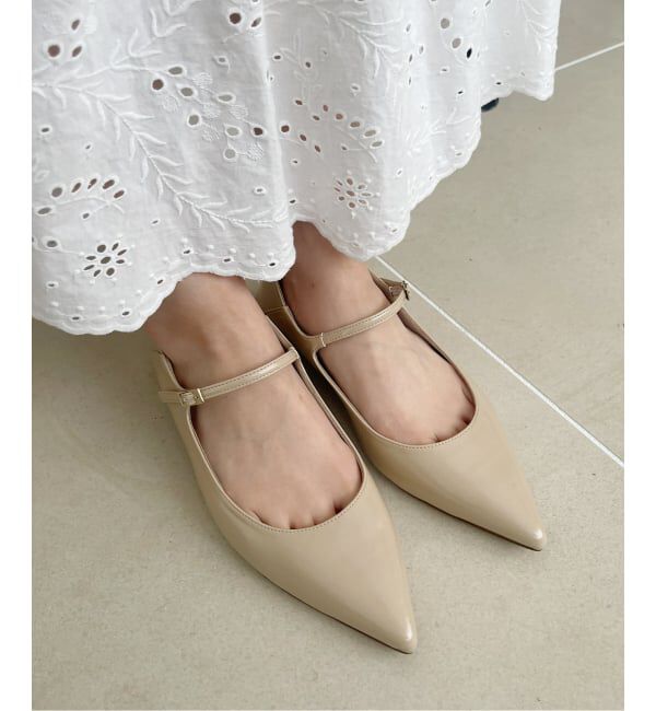  「《追加》ポインテッドワンストラップフラット」|その他|ベージュ
