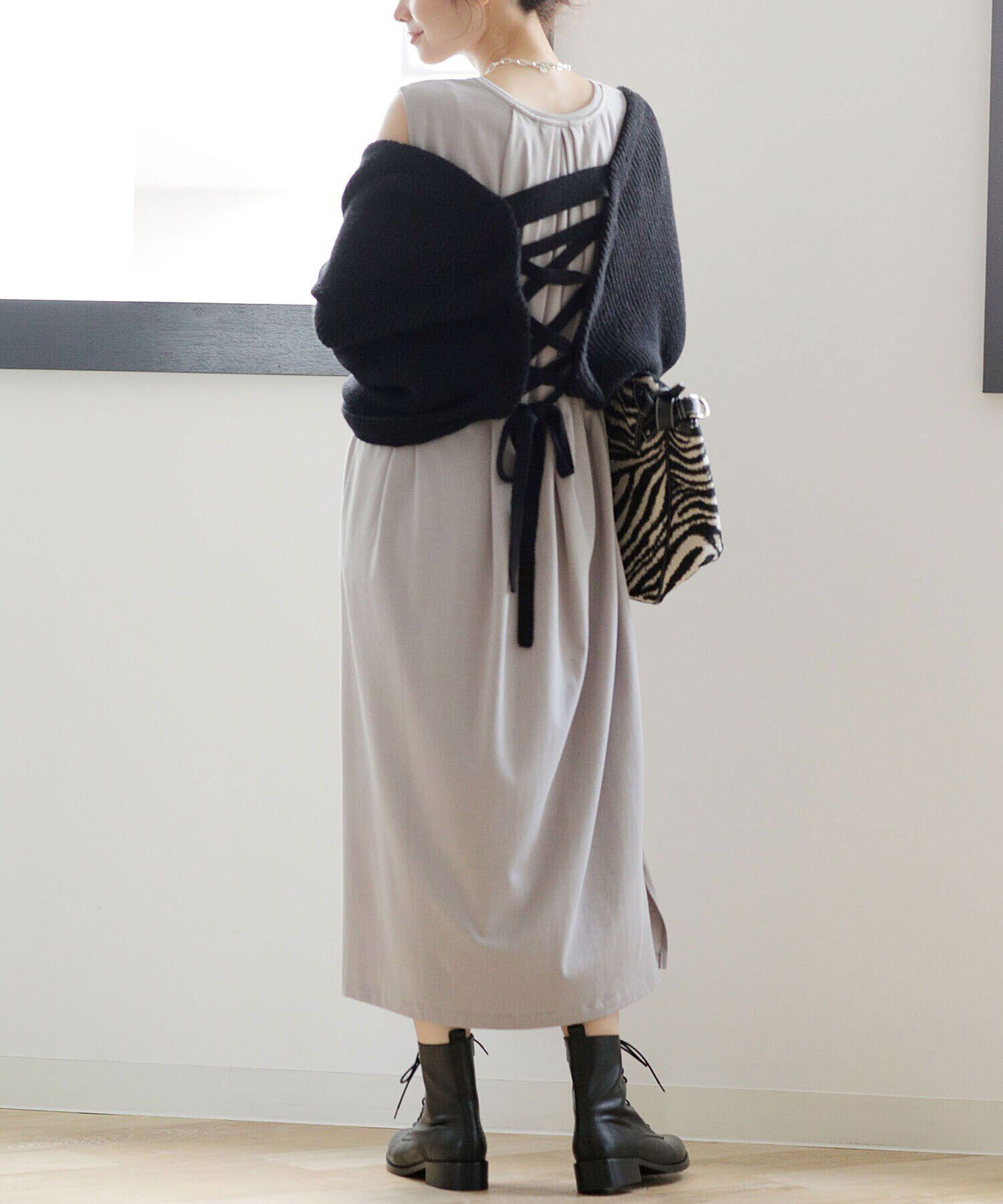 nano･universe「レースアップボレロ 長袖」|カーディガン|