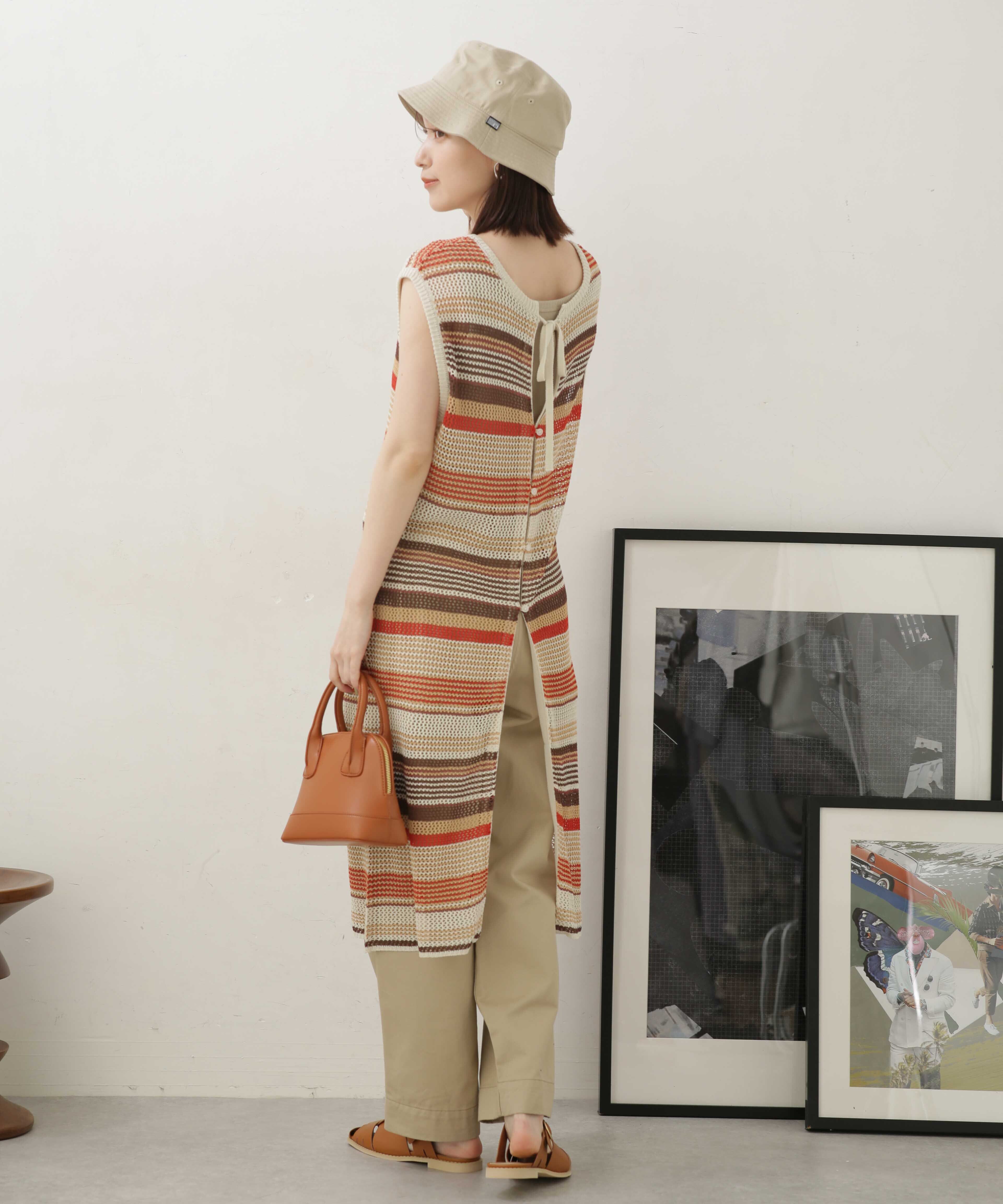 nano･universe「LB.04/前後2wayボーダーメッシュニットジレワンピース」|ニット・セーター|