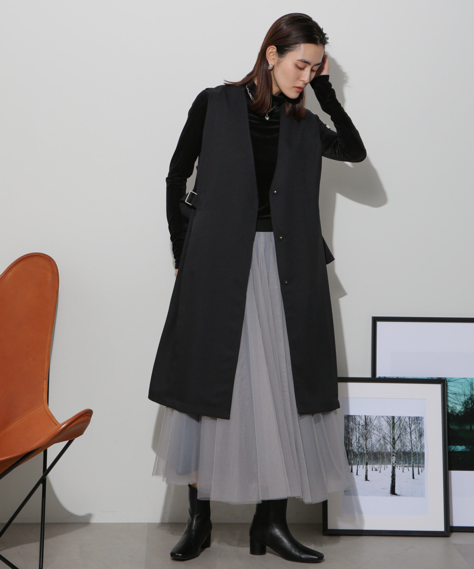 nano･universe「サイドベルトロングジレ(セットアップ可)」|ベスト・ジレ|