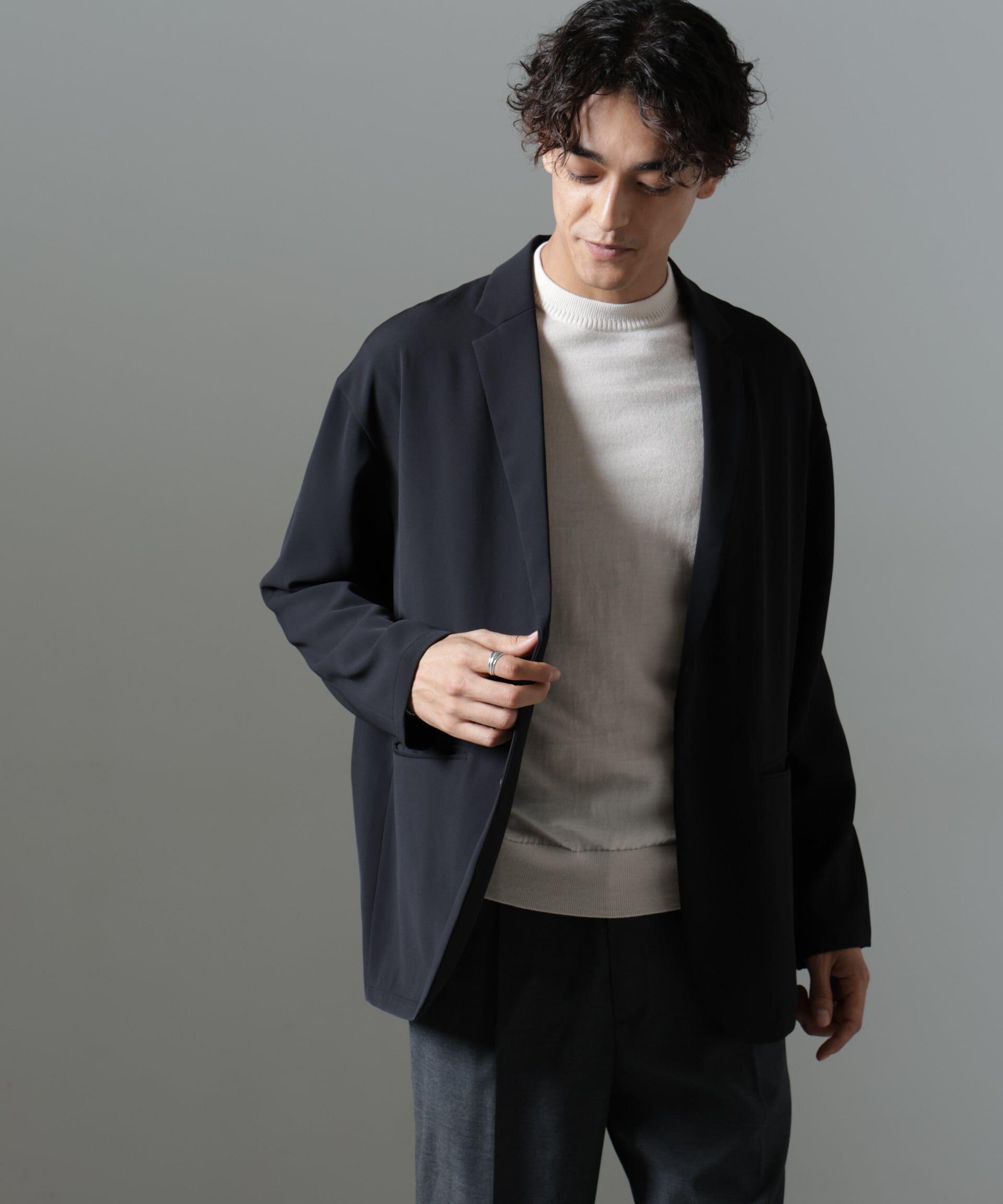 nano･universe「ドレープ ワイドジャケット(セットアップ可)」|テーラードジャケット|ブラック