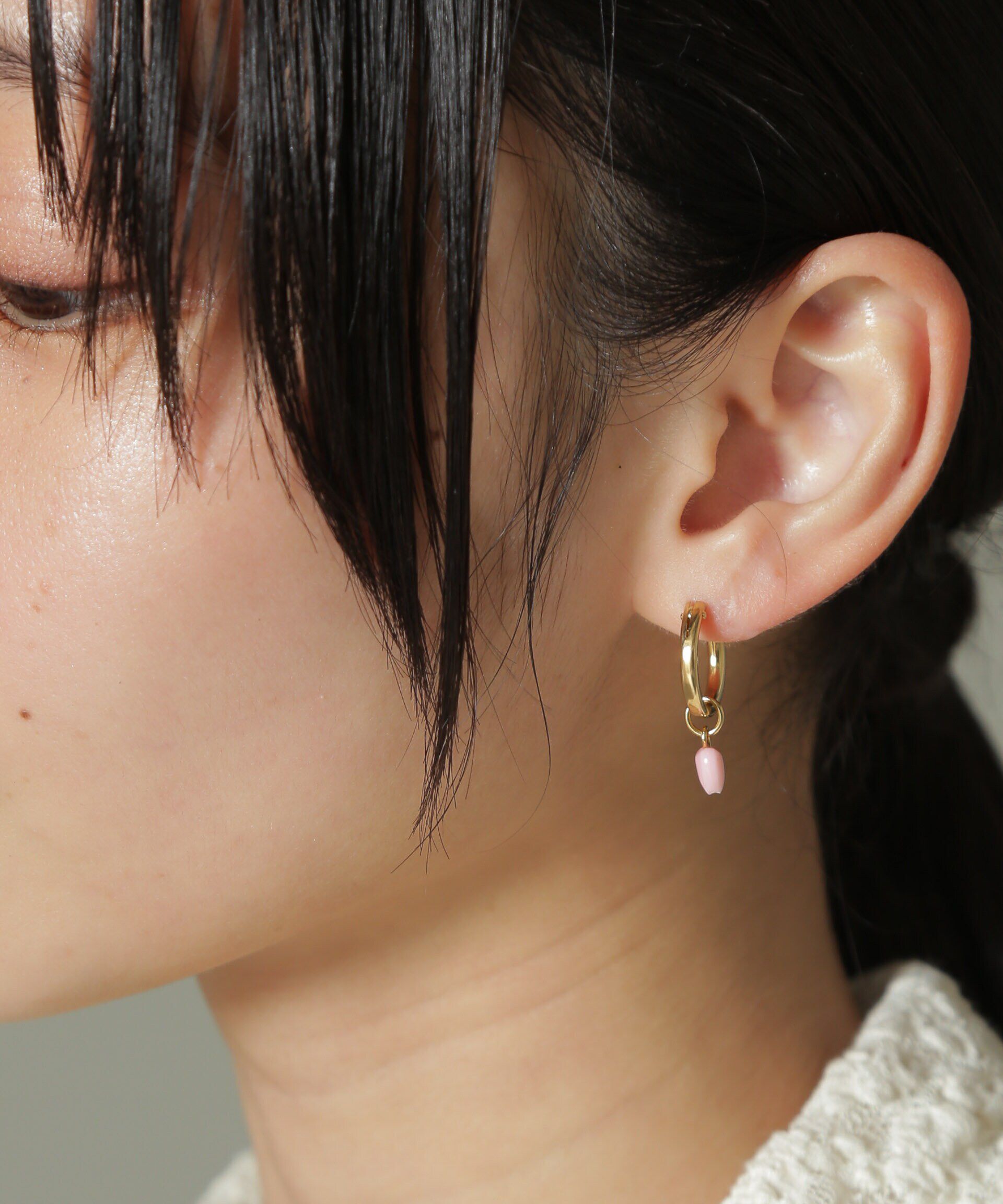 nano･universe「ハートストーンピアス」|ピアス|ピンク