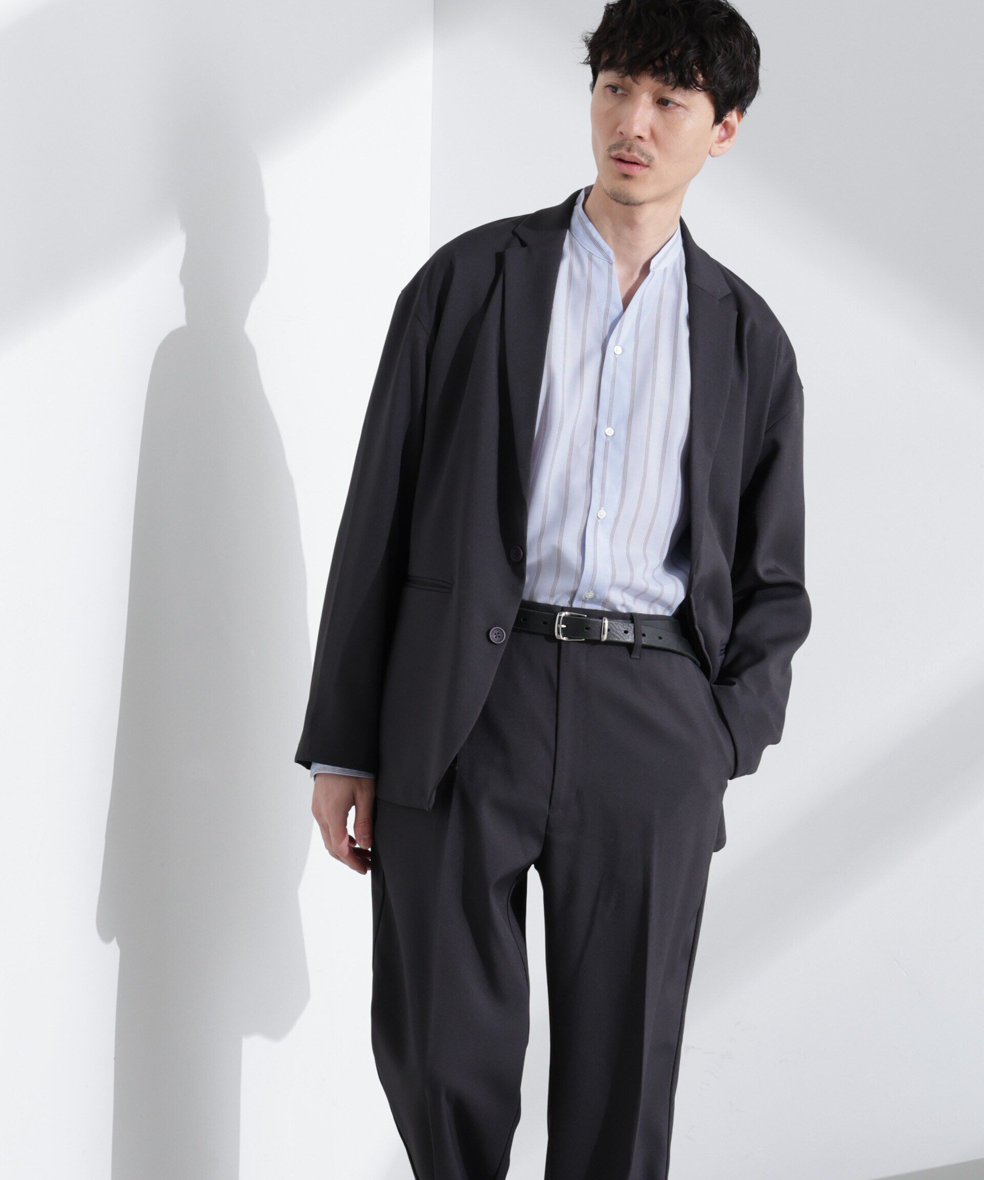 nano･universe「ドレープワイドジャケット（セットアップ可）」|テーラードジャケット|ブラック