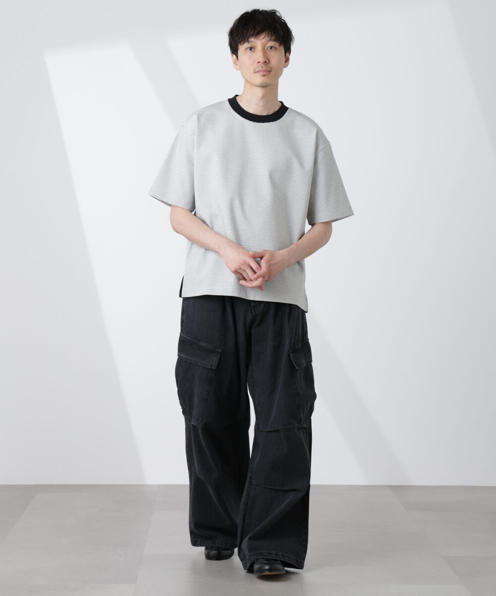 nano･universe「ビッグポケットデニムワイドカーゴパンツ」|チノ|