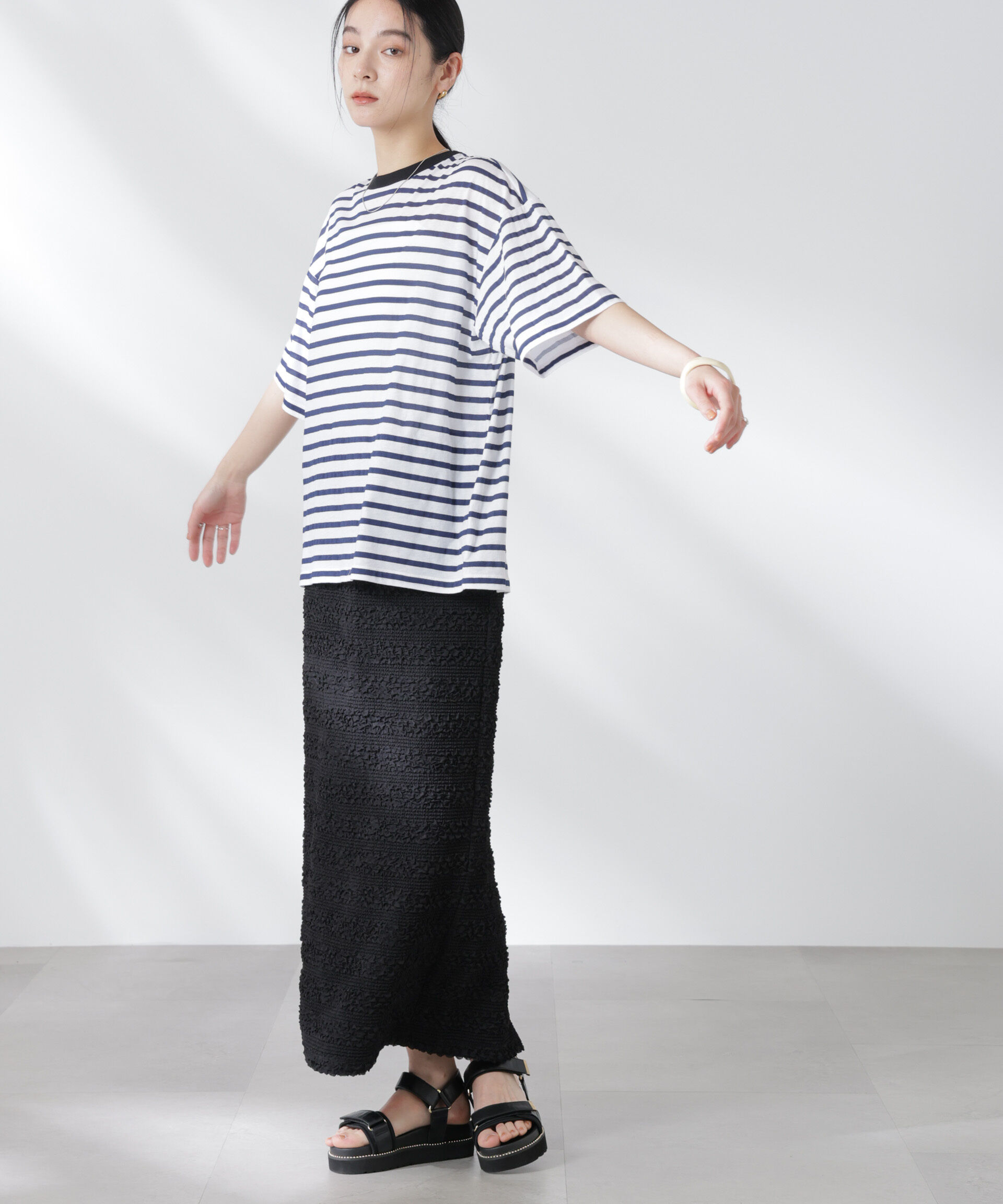 nano･universe「フクレボーダースカート」|スカート|