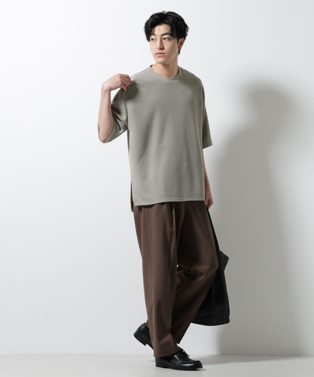 nano･universe「ジャガードニットソーTシャツ 半袖(セットアップ可)」|Tシャツ・カットソー|